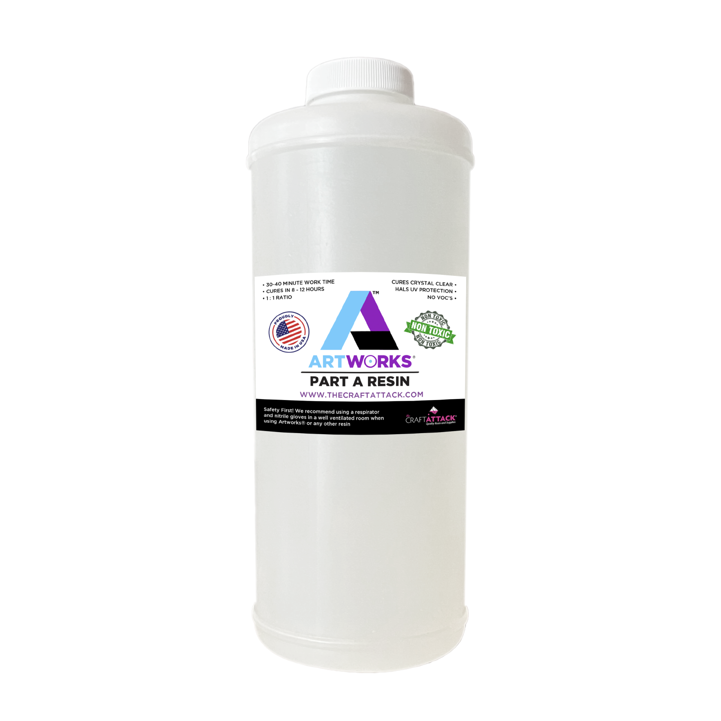 The Craft Attack® is your one stop source for our Artworks ® #1 Best Selling crystal clear resin that is safe, UV resistant, FDA Compliant, non Toxic, and non GMO. Our own chemists designed our crafting resin that is also high heat resistant, perfect for crafting projects, tumblers crafting, counter tops, river tables, coasters, geodes, flooring, tile, wood, DIY projects, pendants, necklaces, surfboard, surfing, marine, boating, wood, tile, floors, earrings, jewelry repairs, etc.