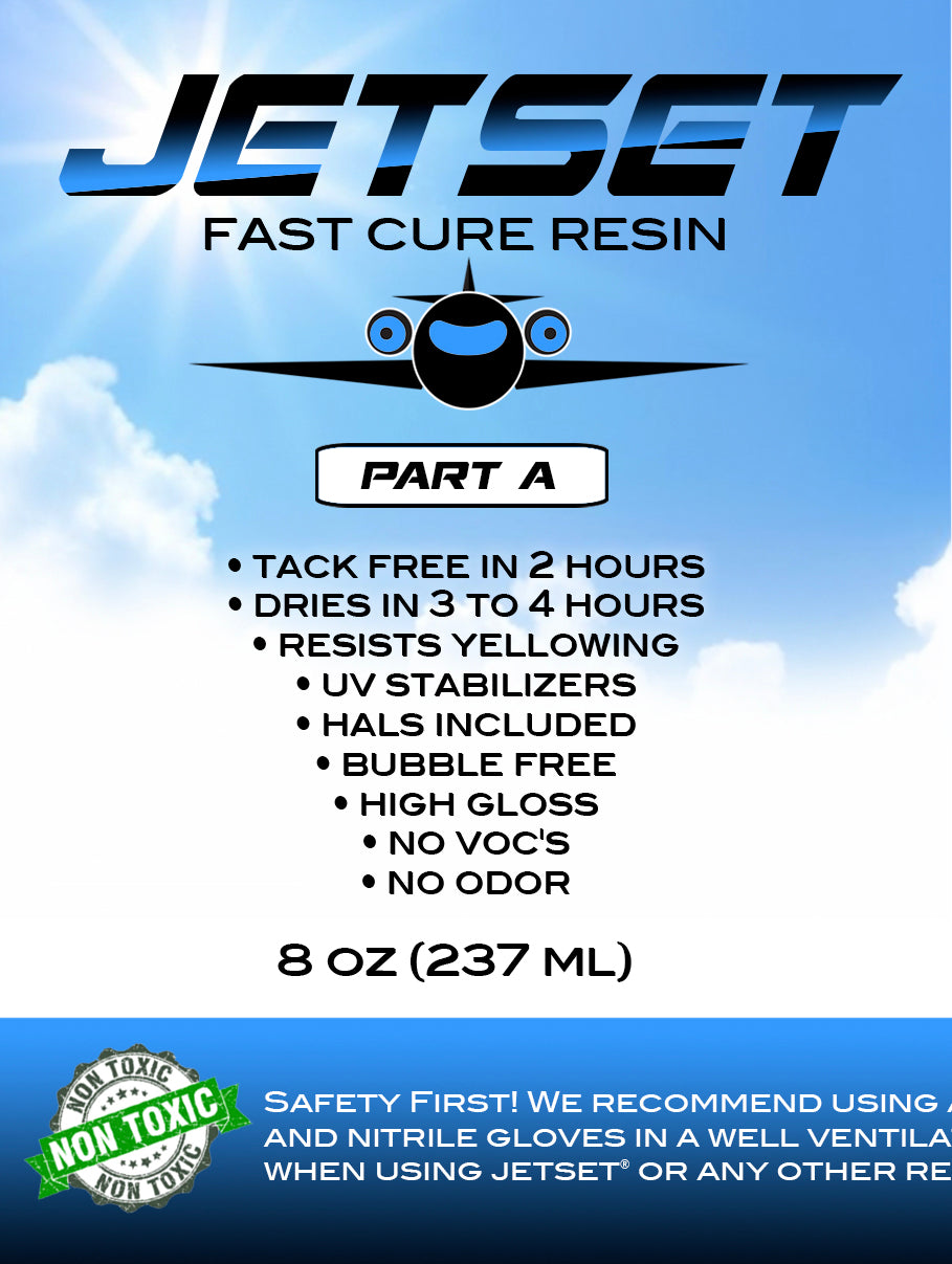 NEW: JetSet ® 16oz Fast Cure Two Part 1:1 Bubble Free Epoxy Resin Resists Yellowing