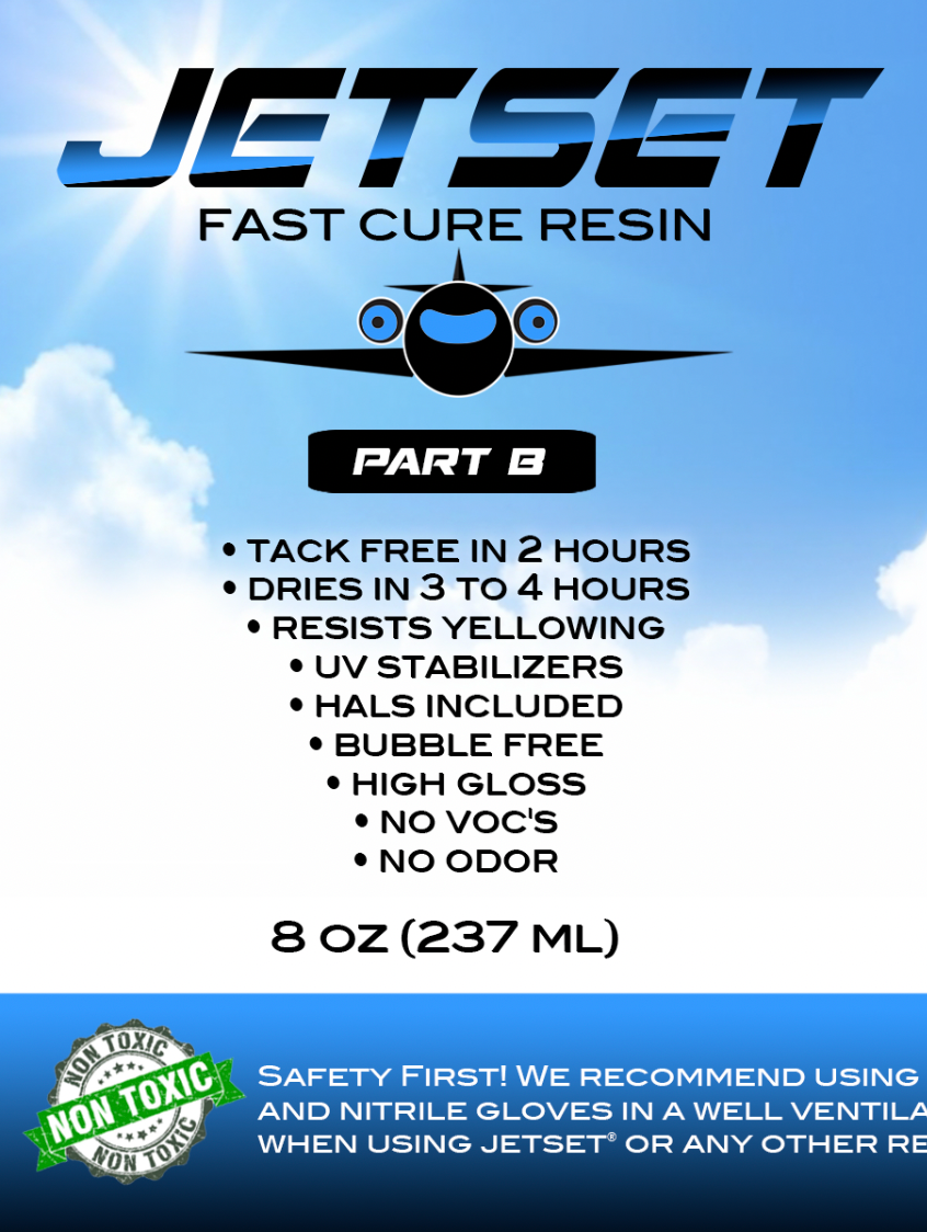 NEW: JetSet ® 16oz Fast Cure Two Part 1:1 Bubble Free Epoxy Resin Resists Yellowing