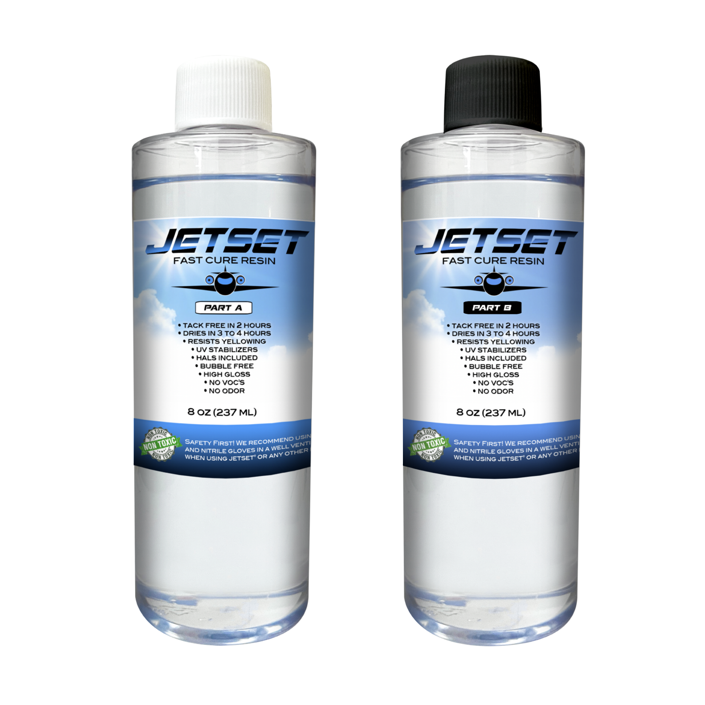 NEW: JetSet ® 16oz Fast Cure Two Part 1:1 Bubble Free Epoxy Resin Resists Yellowing