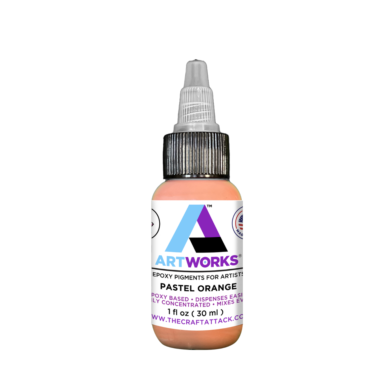 Artworks ® Liquid Pigment Pastel Orange 1 oz for Epoxy and UV Resin Crafting by the Craft Attack ®